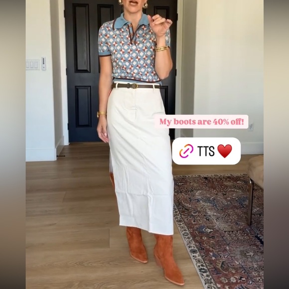 NWT CIDER Knit Collar Geometric Short Sleeve Sweater in Blue - Sz S - Picture 6 of 11